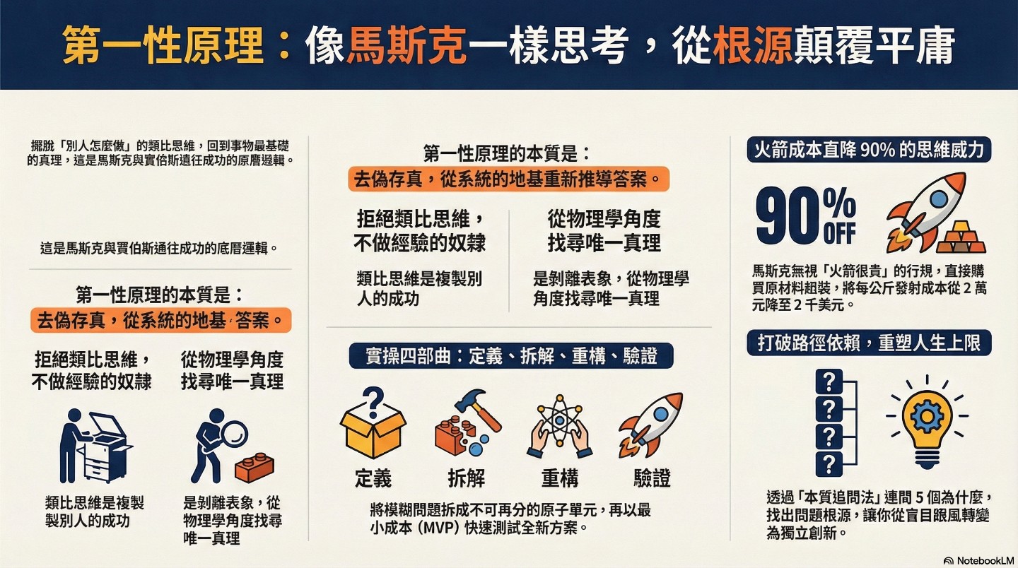 馬斯克、賈伯斯都在用的「第一性原理」，讓你跳脫平庸的思維牢籠
